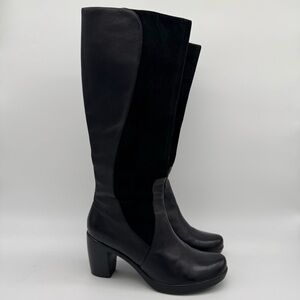 Dansko Tyra Black Leather Suede Knee High Tall Heel Boot Size 39/8.5-9